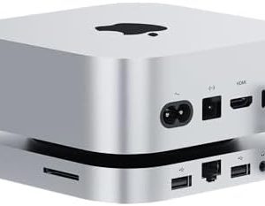 Mate Mini-A Mac Mini M4 Dock - 80Gbps Aluminum Alloy Stand with Dual M.2 PCIe SSD Slots (16TB, USB-C, USB-A |0, |5G LAN,